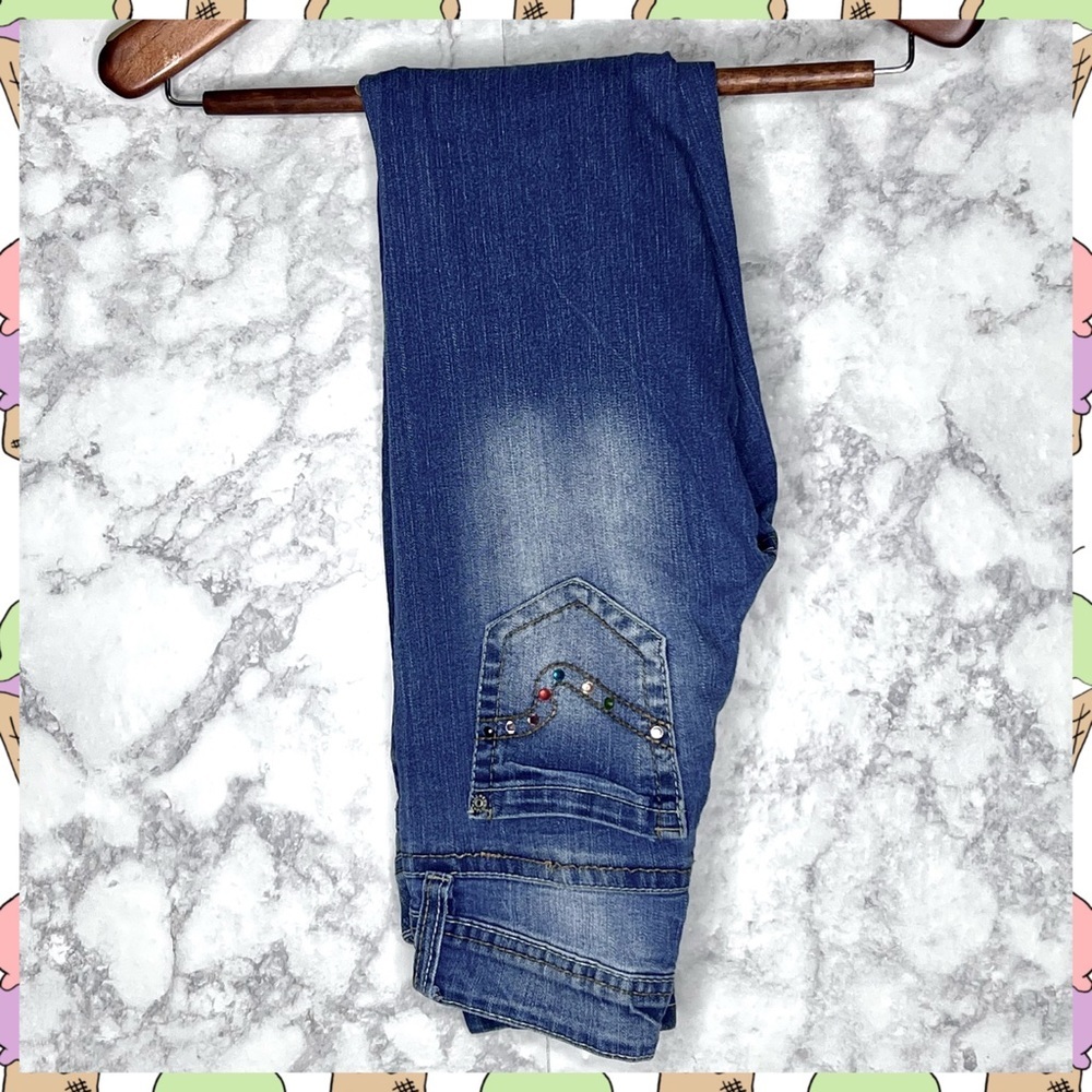 Wallflower Embellished Skinny Blue Stretch Denim Jeans Juniors 0